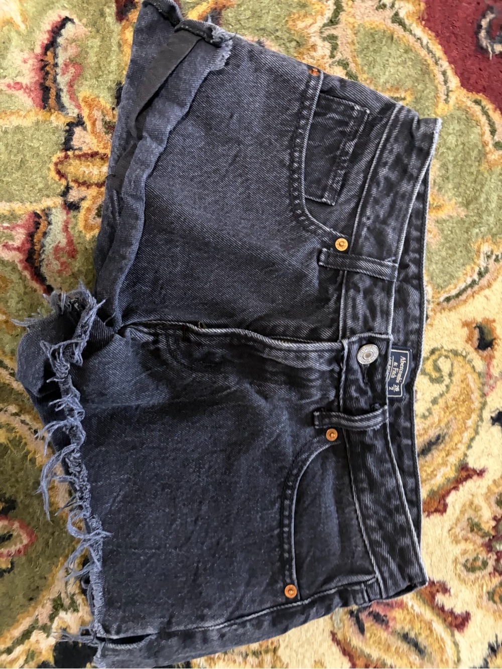 Abercrombie & Fitch Black Frayed Hem Jean Shorts